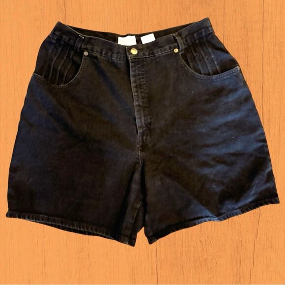 French Dressing Pants - 90s vintage French Dressing black high waisted denim shorts